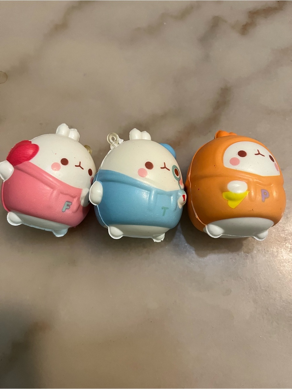 Molang squishy Keychain Pink, Blue, Orange